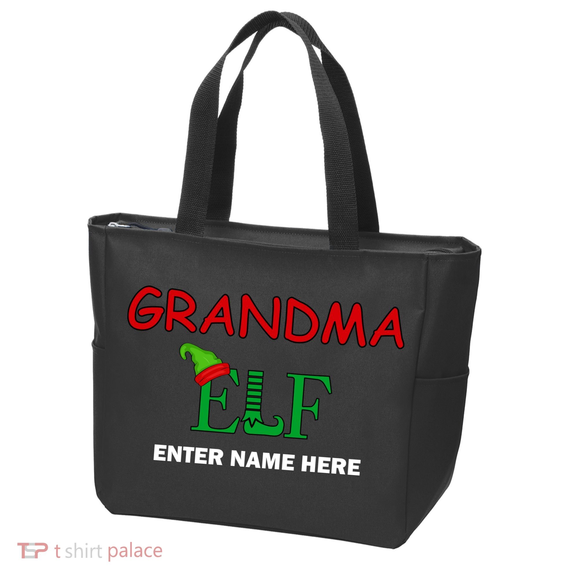 Personalize Grandma Elf Custom Family Matching Christmas Tote Bag