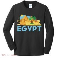 Pharaoh Gifts Egyptian Culture Pyramid Egypt Kids Long Sleeve Shirt thumb 0
