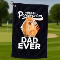 Pomeranian Gifts For Men Best Pomeranian Dad Ever Golf Towel thumb 1