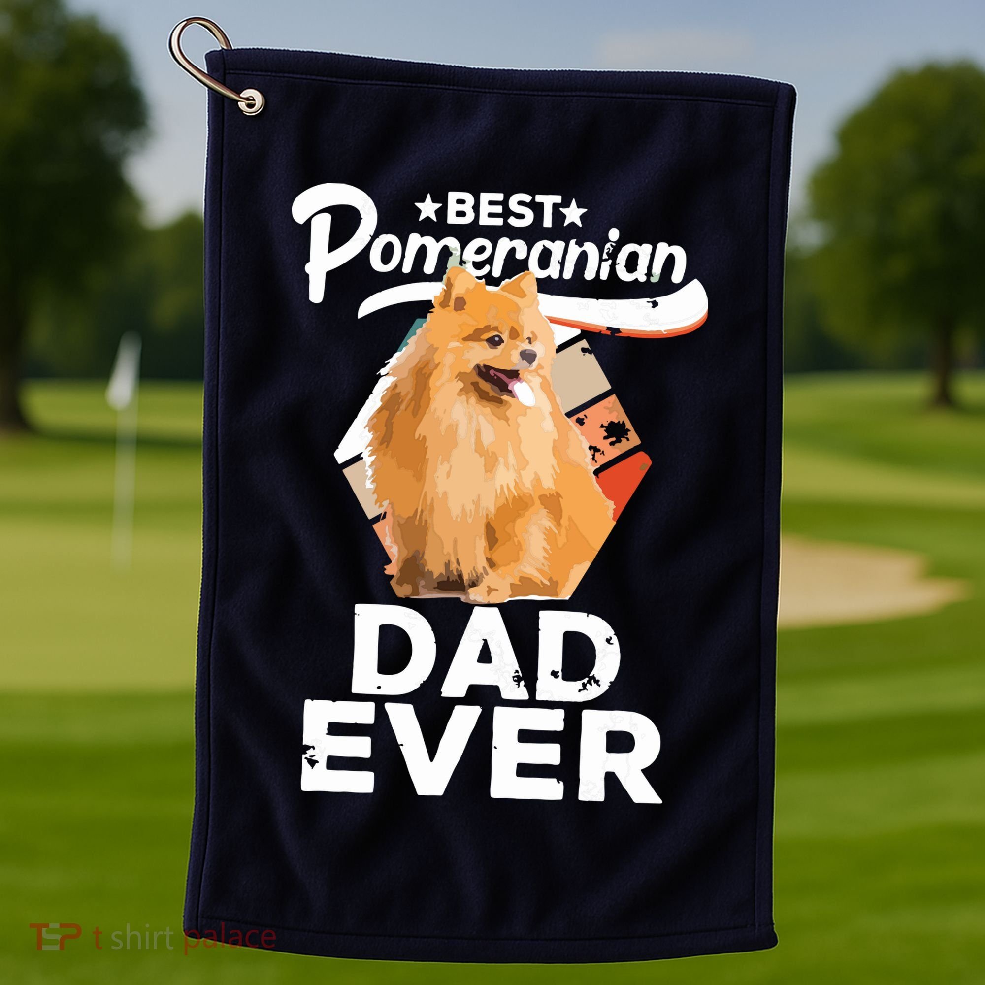 Pomeranian Gifts For Men Best Pomeranian Dad Ever Golf Towel