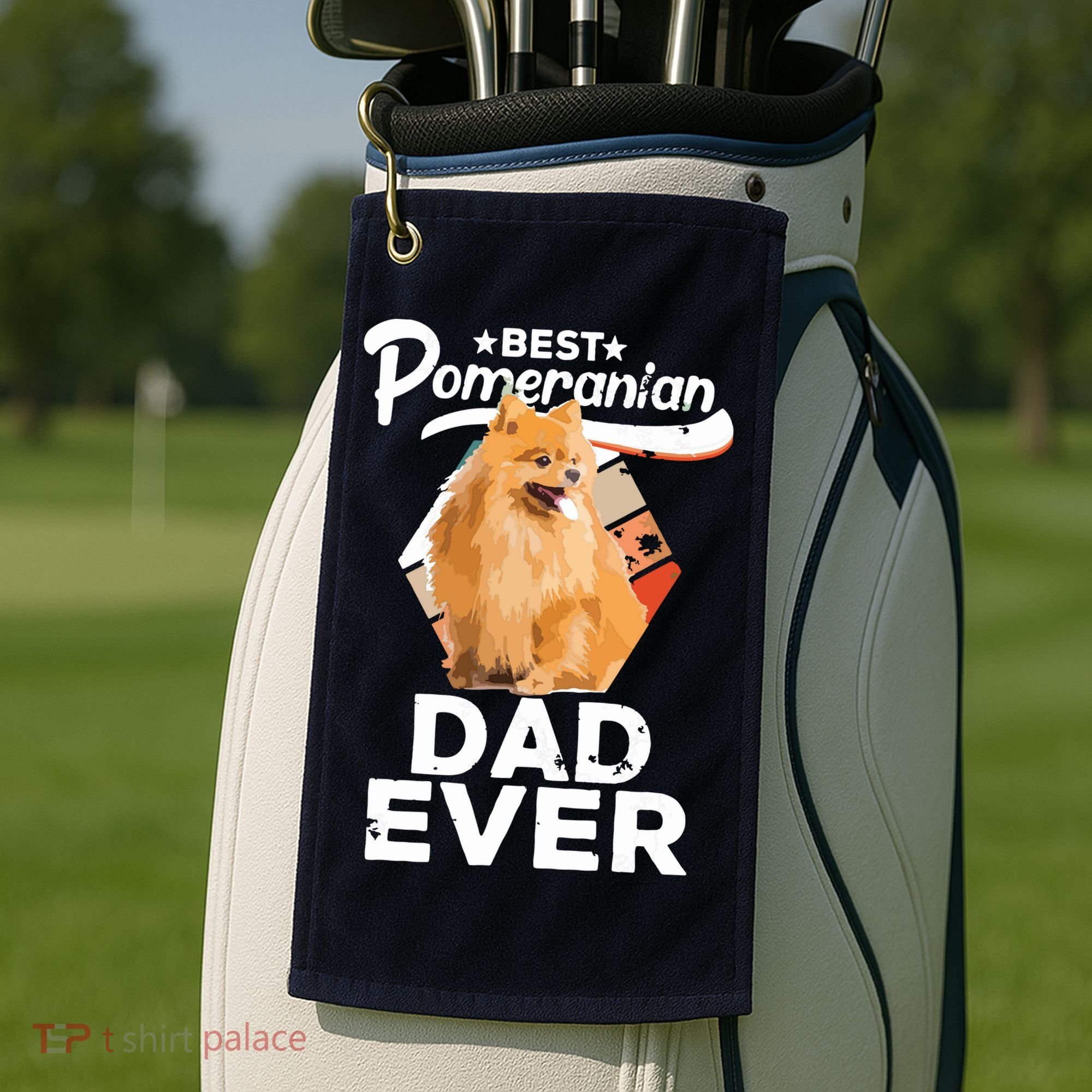 Pomeranian Gifts For Men Best Pomeranian Dad Ever Golf Towel
