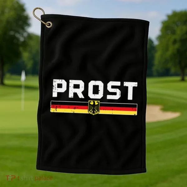 Prost German Flag Crest Eagle Bavarian Oktoberfest Golf Towel
