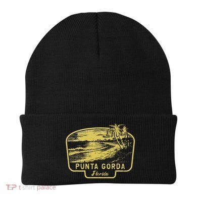 Punta Gorda Florida Beach Surf Vintage Blue Beanie