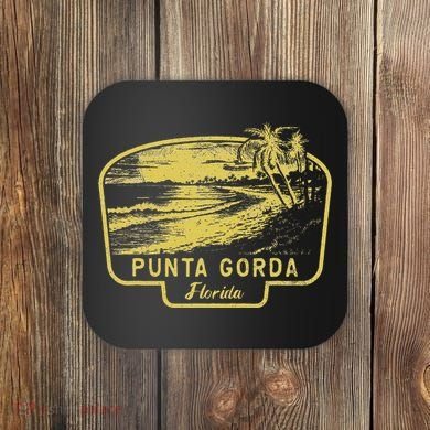 Punta Gorda Florida Beach Surf Vintage Blue Coaster