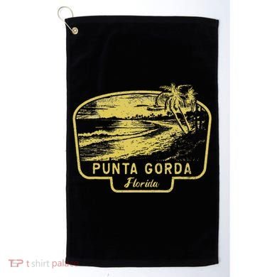Punta Gorda Florida Beach Surf Vintage Blue Golf Towel
