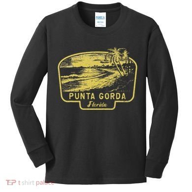 Punta Gorda Florida Beach Surf Vintage Blue Kids Long Sleeve Shirt