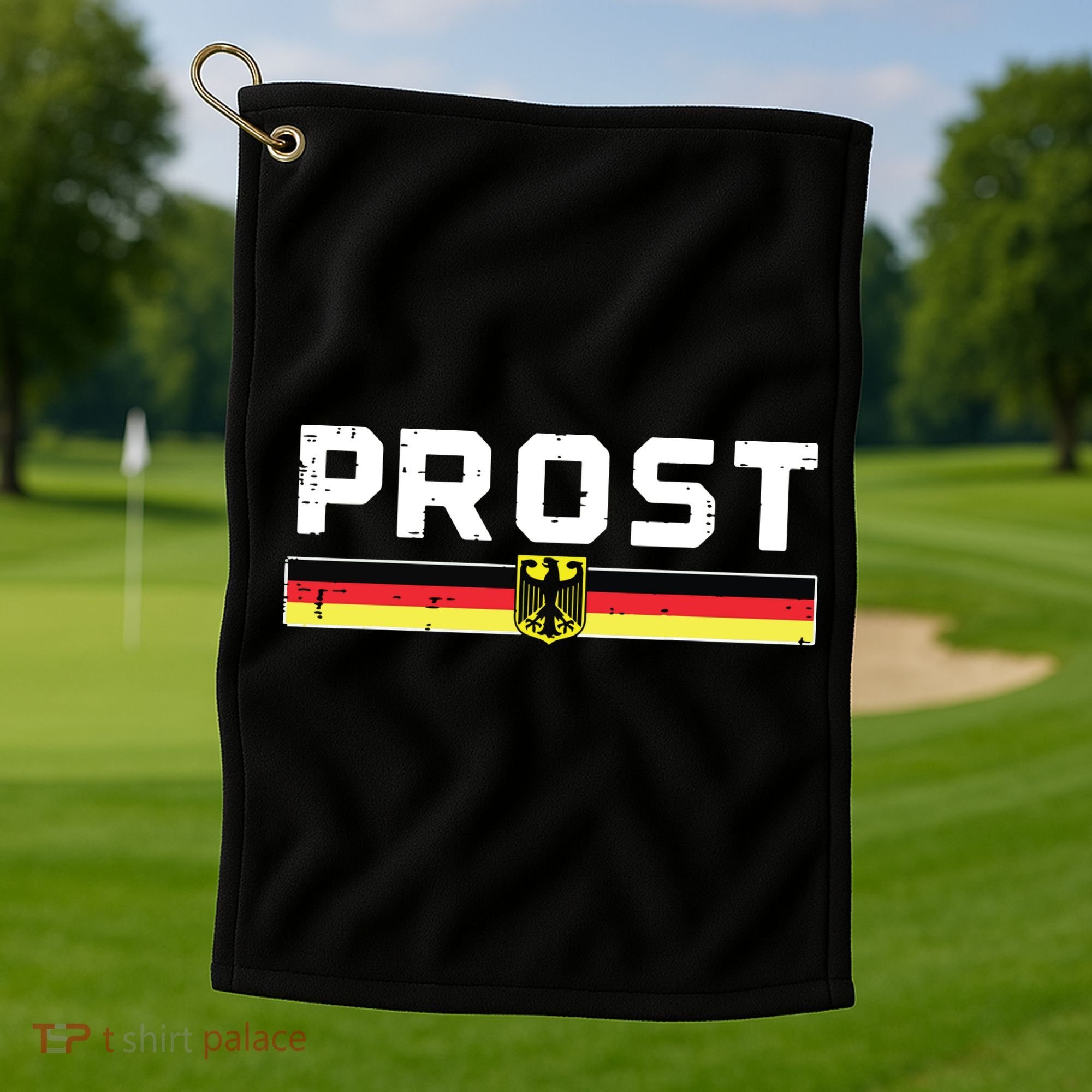 Prost German Flag Crest Eagle Bavarian Oktoberfest Golf Towel
