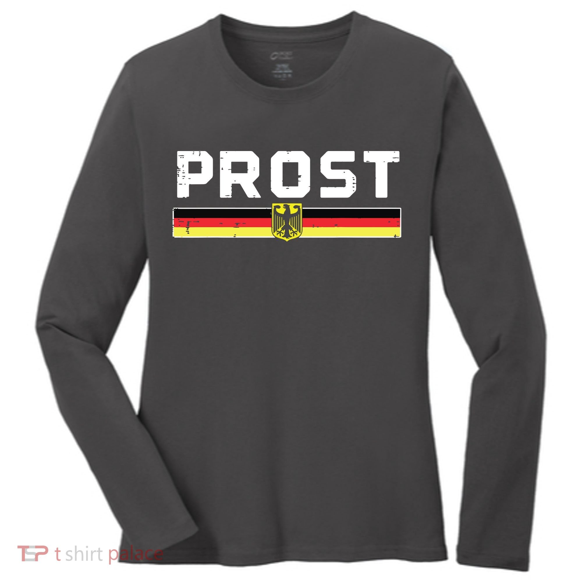 Prost German Flag Crest Eagle Bavarian Oktoberfest Women's Long Sleeve Shirt