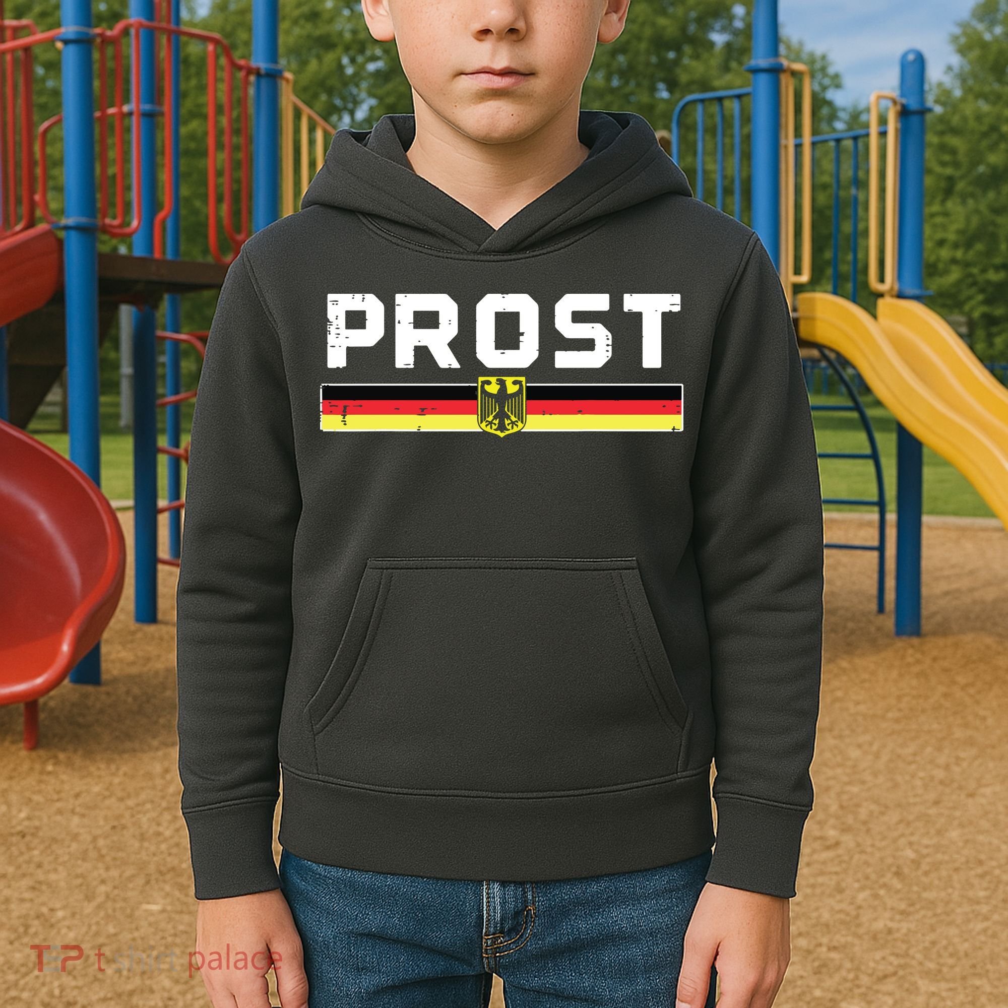 Prost German Flag Crest Eagle Bavarian Oktoberfest Kids Hoodie