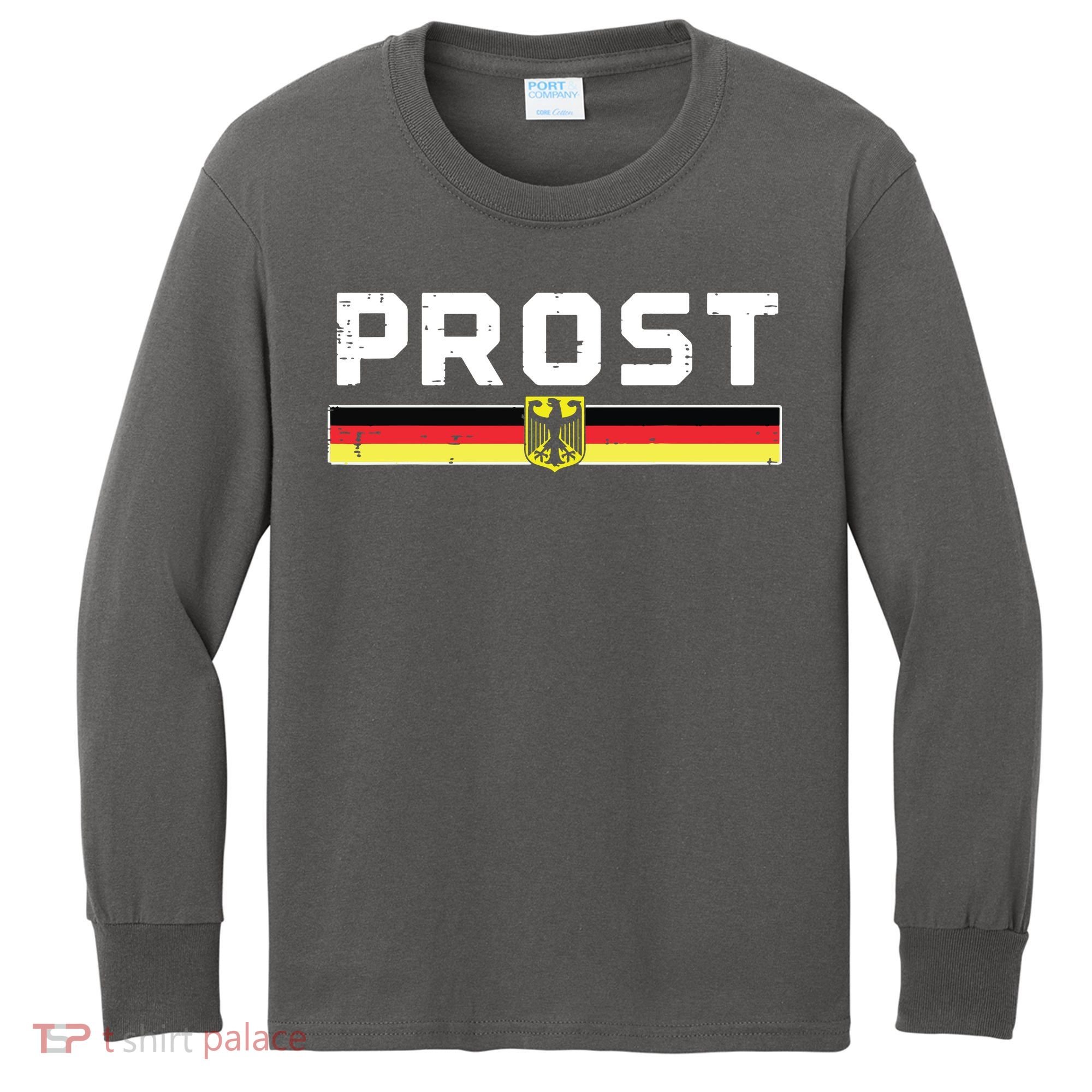 Prost German Flag Crest Eagle Bavarian Oktoberfest Kids Long Sleeve Shirt