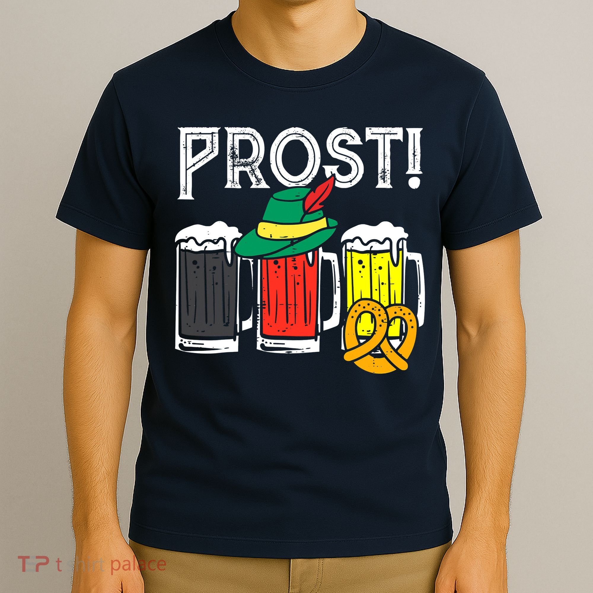Prost German Flag Colors Hat Bavarian Oktoberfest T-Shirt