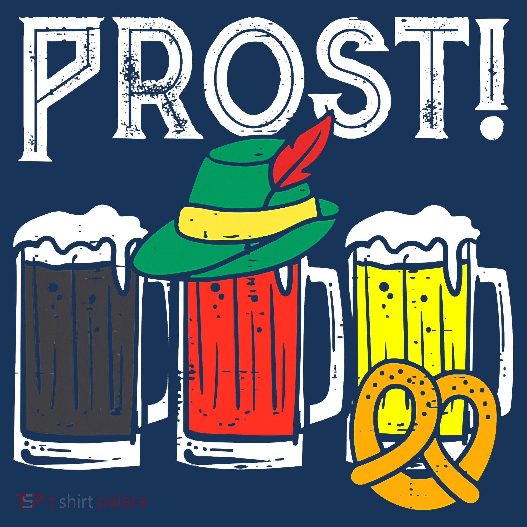 Prost German Flag Colors Hat Bavarian Oktoberfest T-Shirt