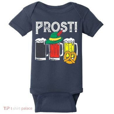 Prost German Flag Colors Hat Bavarian Oktoberfest Baby Bodysuit
