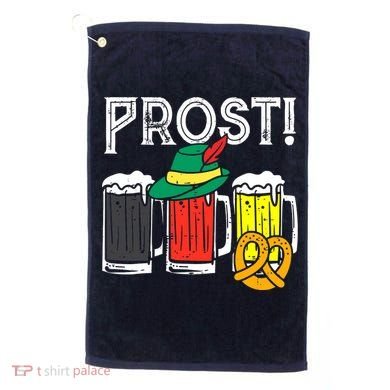 Prost German Flag Colors Hat Bavarian Oktoberfest Golf Towel