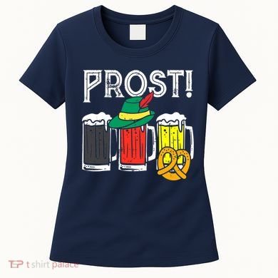Prost German Flag Colors Hat Bavarian Oktoberfest Women's T-Shirt