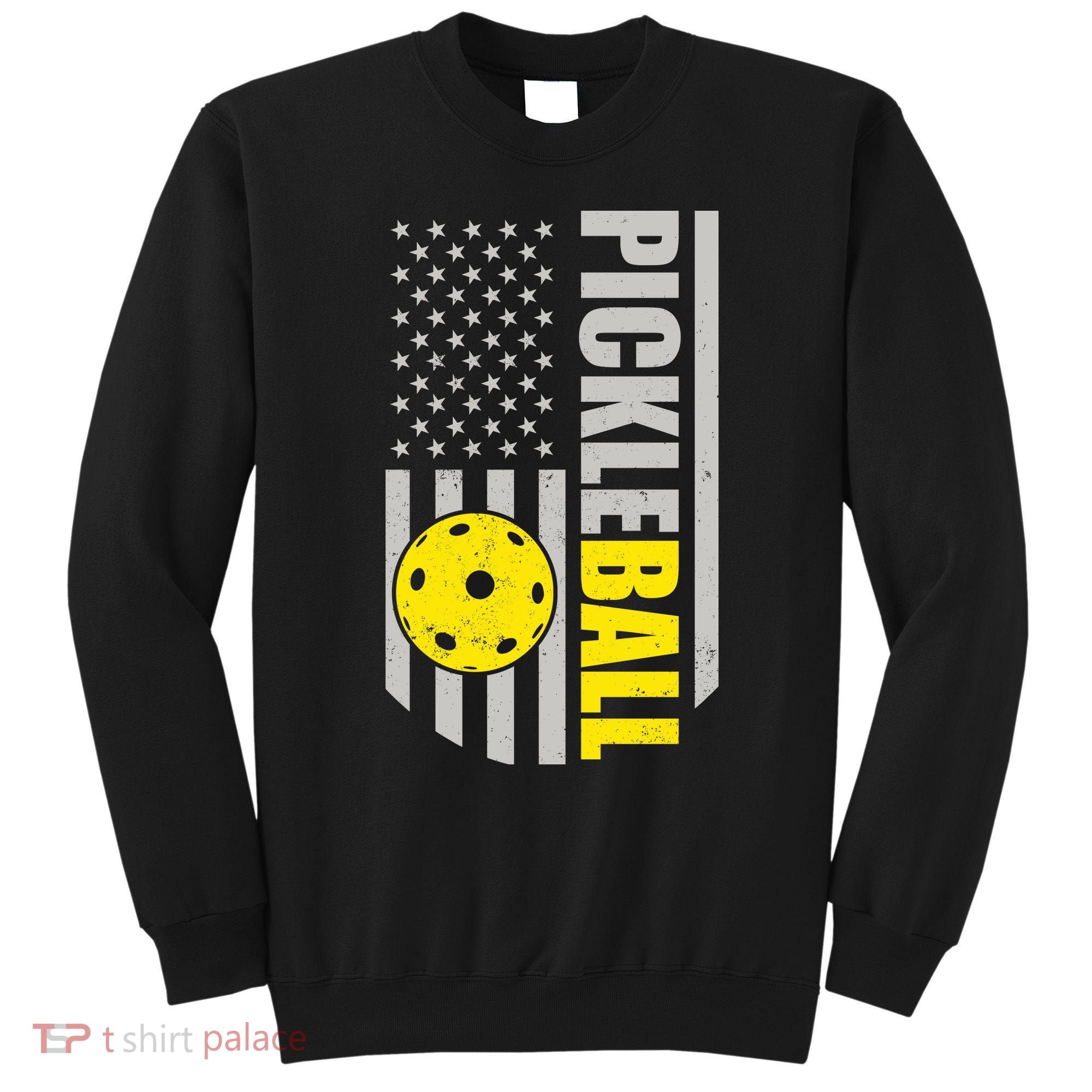 Pickleball Gift_American Flag Pickleball Paddle Sweatshirt
