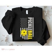 Pickleball Gift_American Flag Pickleball Paddle Sweatshirt thumb 2