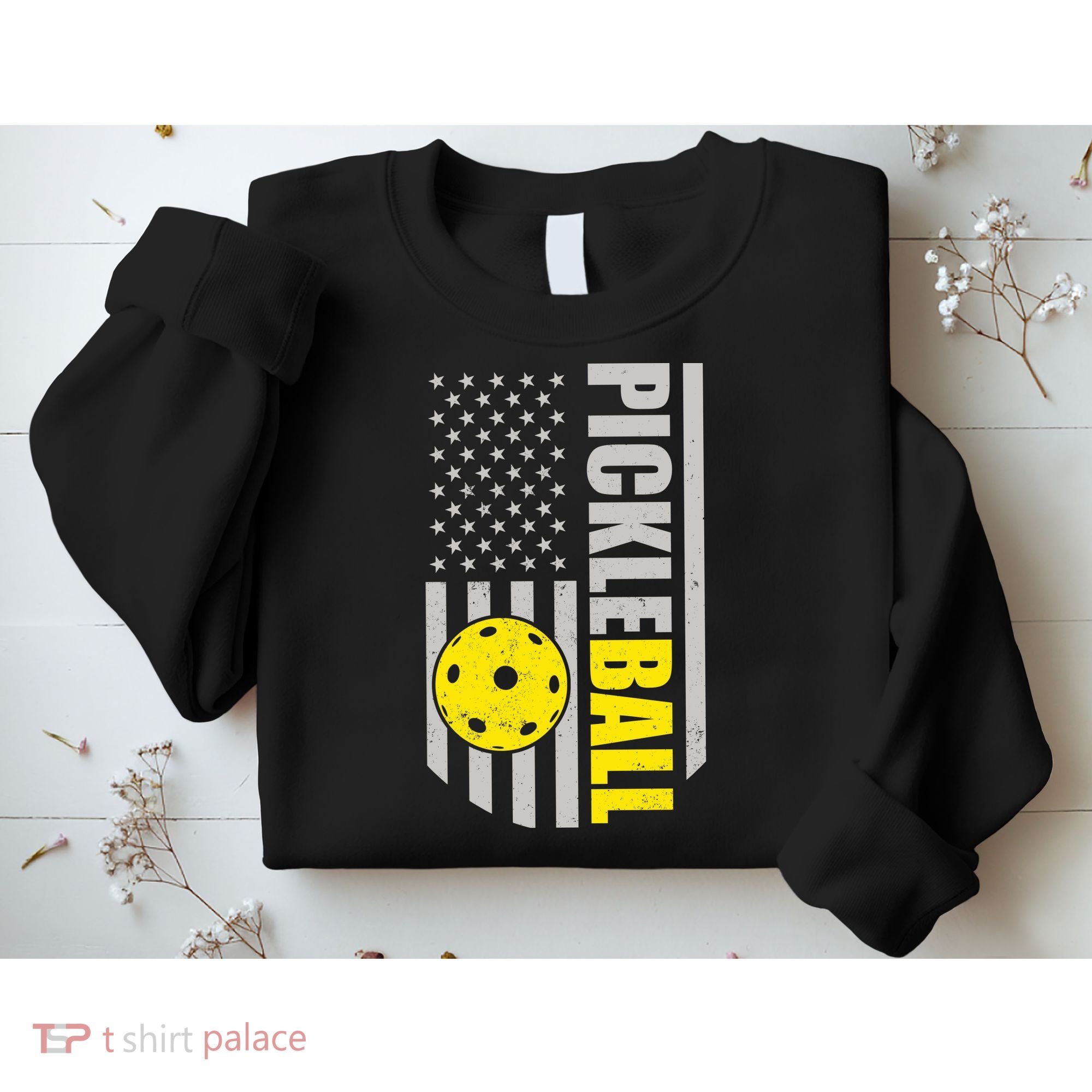 Pickleball Gift_American Flag Pickleball Paddle Sweatshirt