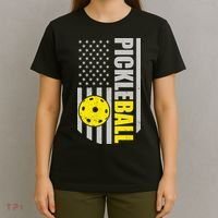 Pickleball Gift_American Flag Pickleball Paddle T-Shirt thumb 4
