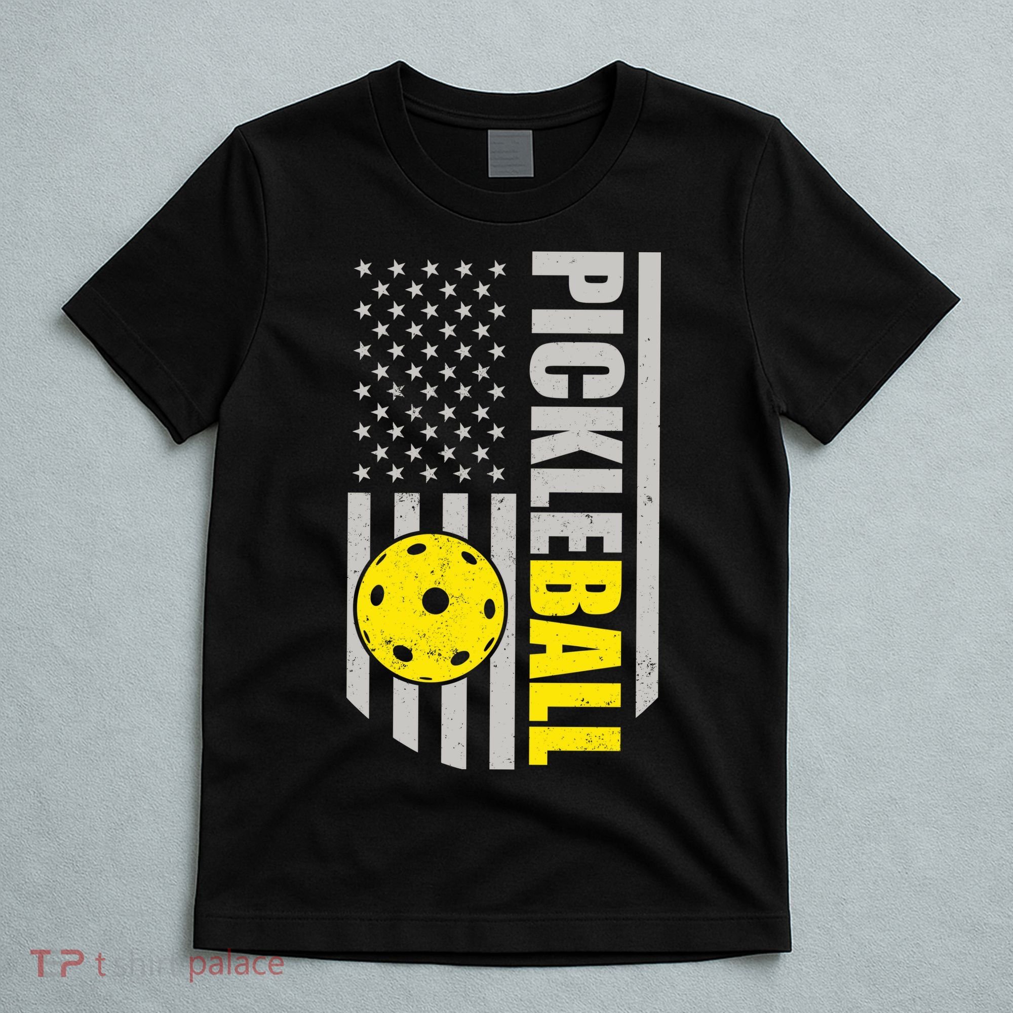 Pickleball Gift_American Flag Pickleball Paddle T-Shirt