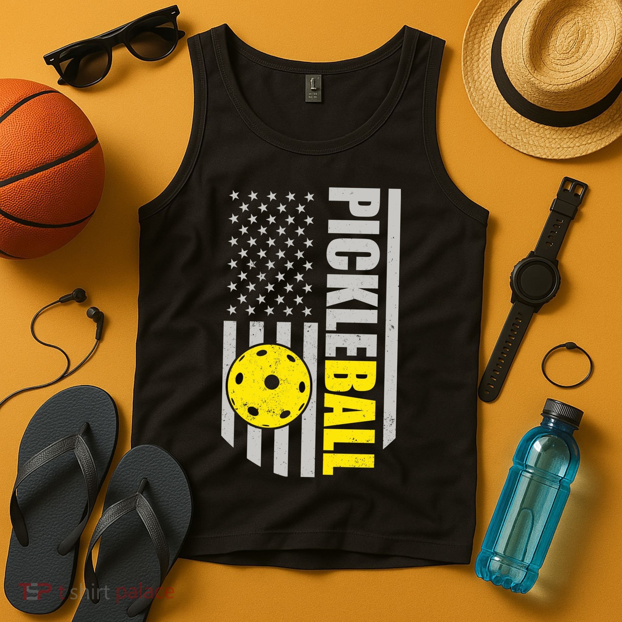Pickleball Gift_American Flag Pickleball Paddle Tank Top