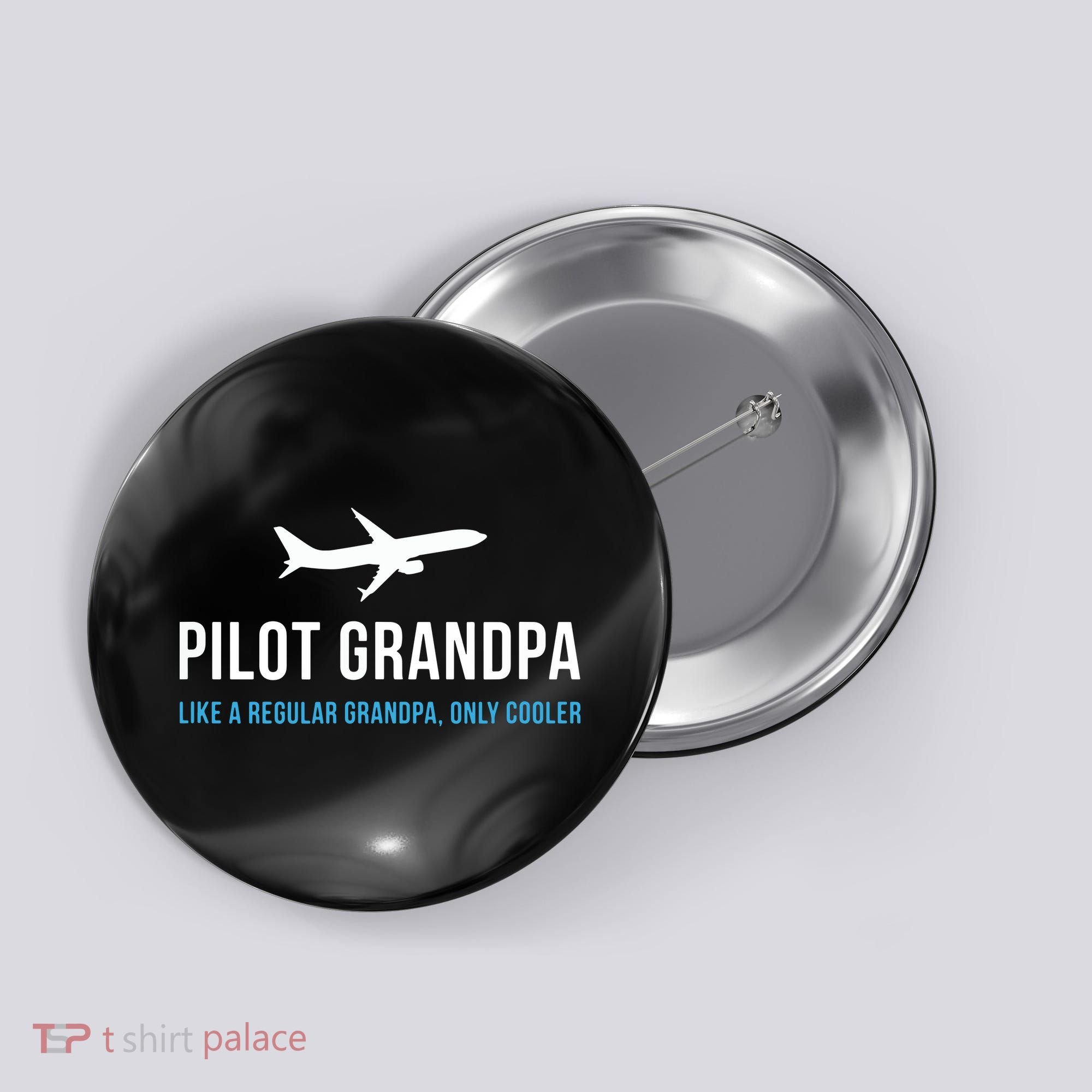 Pilot Grandpa Funny Cute Airplane Aviation Gift Button