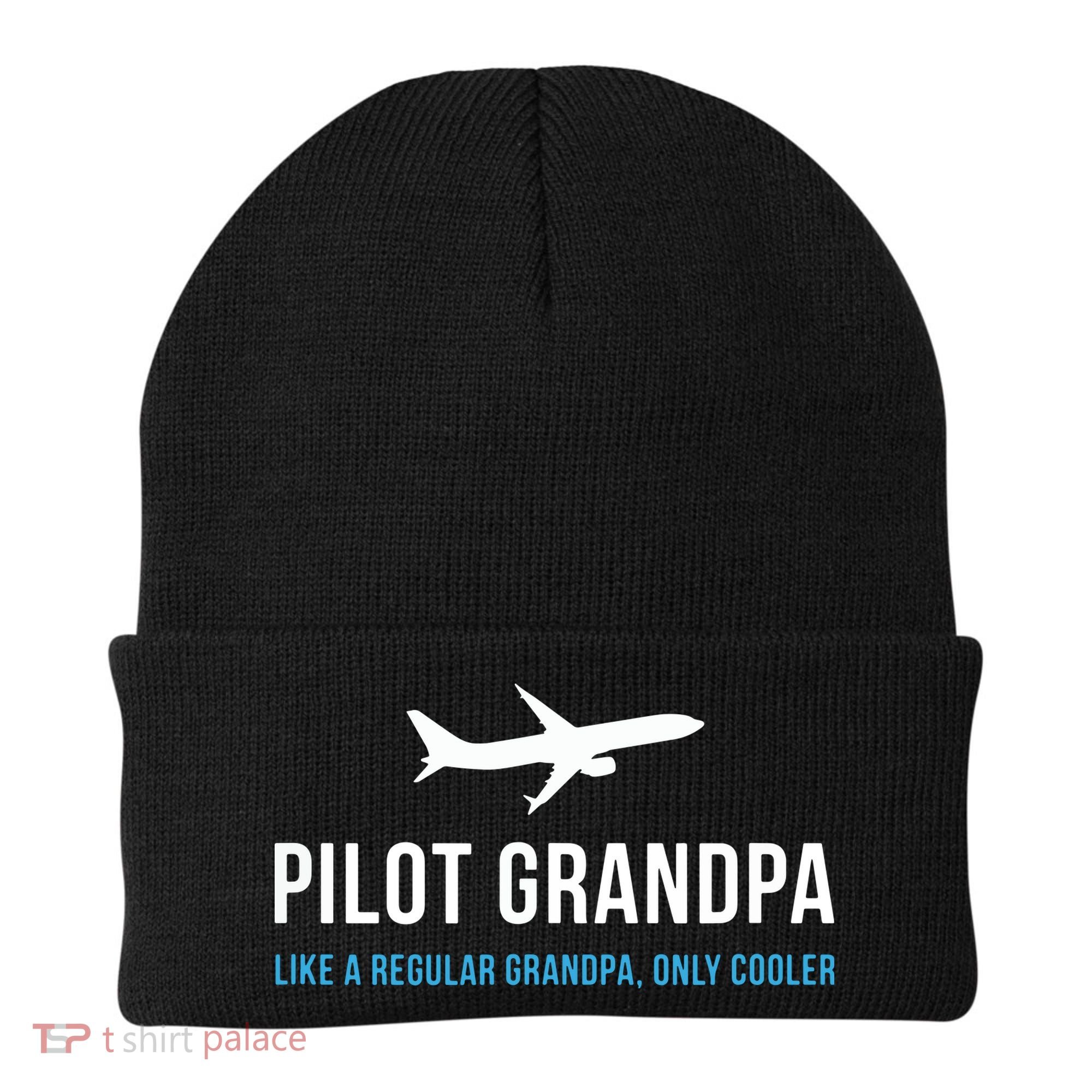 Pilot Grandpa Funny Cute Airplane Aviation Gift Beanie