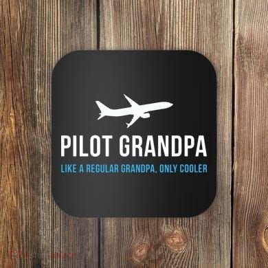 Pilot Grandpa Funny Cute Airplane Aviation Gift Coaster