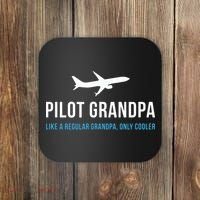 Pilot Grandpa Funny Cute Airplane Aviation Gift Coaster thumb 0