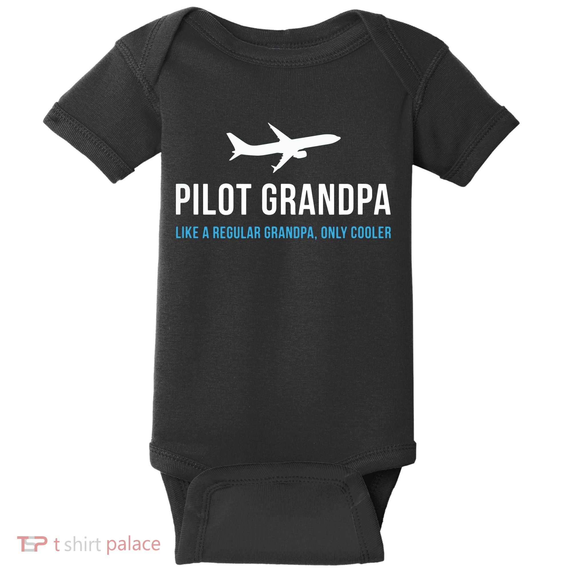 Pilot Grandpa Funny Cute Airplane Aviation Gift Baby Bodysuit