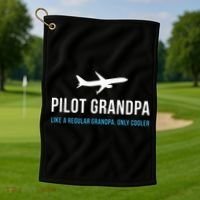 Pilot Grandpa Funny Cute Airplane Aviation Gift Golf Towel thumb 1