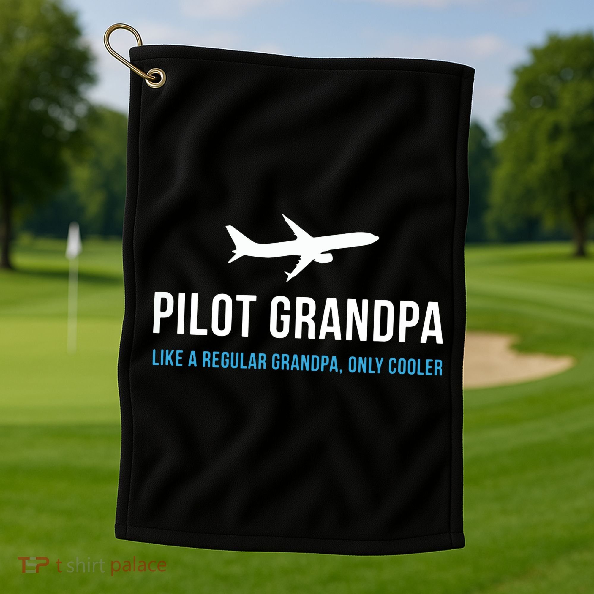 Pilot Grandpa Funny Cute Airplane Aviation Gift Golf Towel