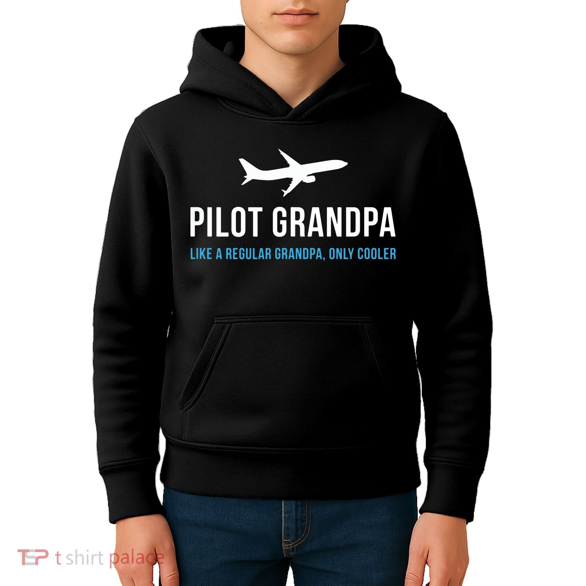 Pilot Grandpa Funny Cute Airplane Aviation Gift Kids Hoodie