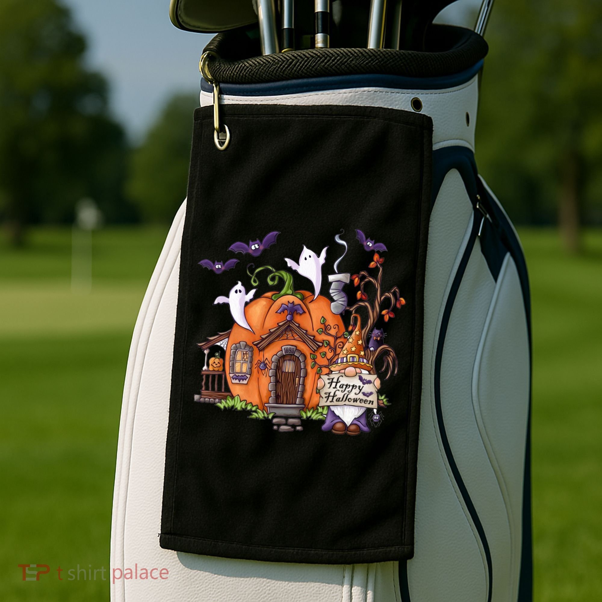 Pumpkin Gnomes Fall Autumn Cute Halloween Thanksgiving Tee Gift Golf Towel