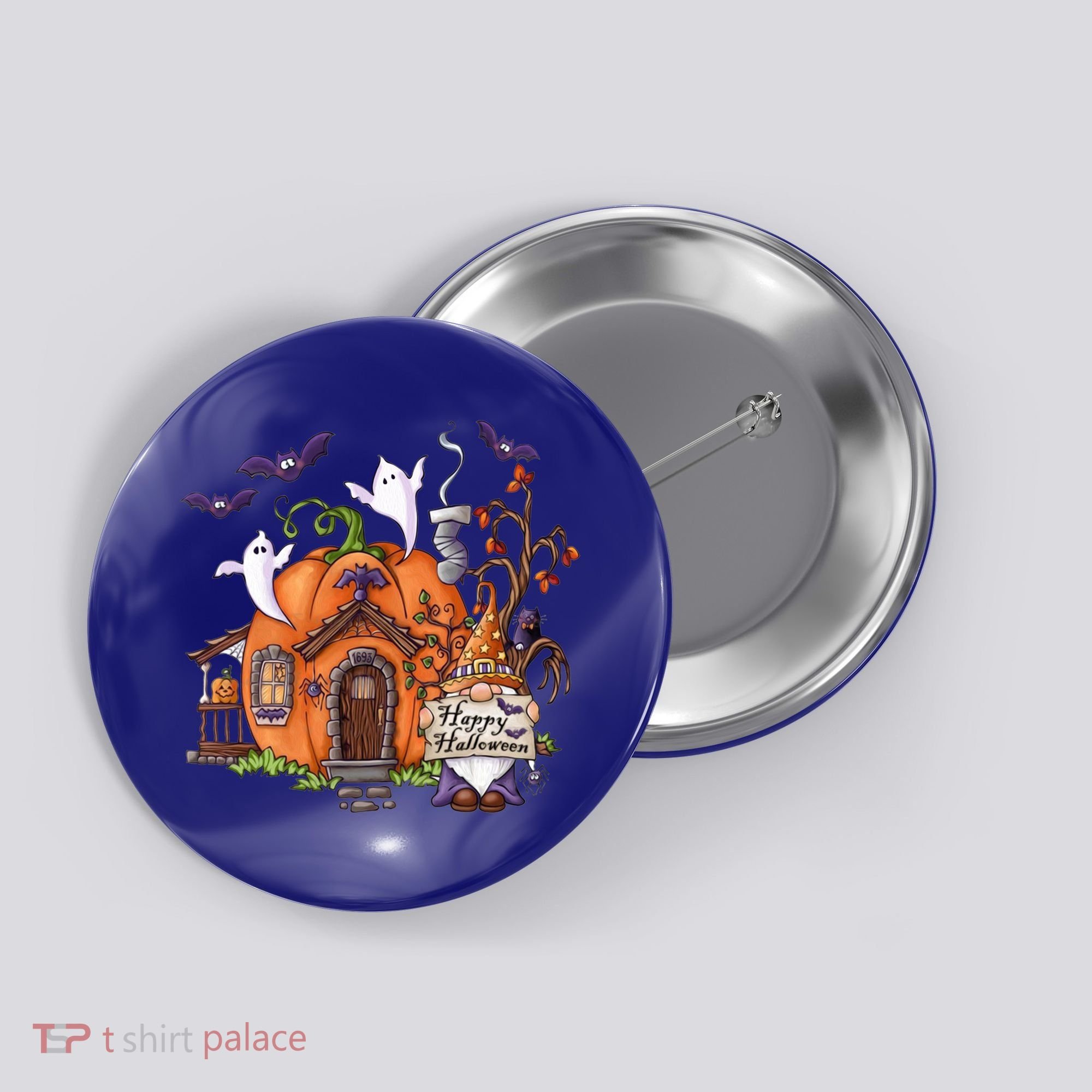 Pumpkin Gnomes Fall Autumn Cute Halloween Thanksgiving Tee Gift Button