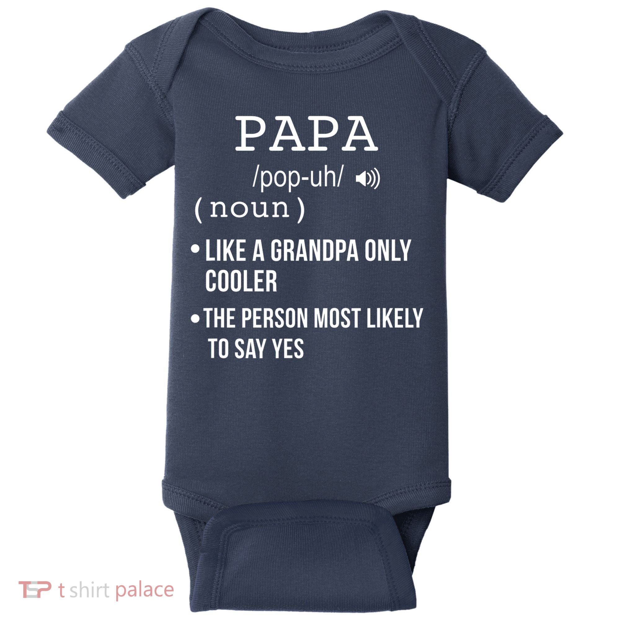 Papa Gift From Grandkids Father's Day Shirt Papa Definition Baby Bodysuit
