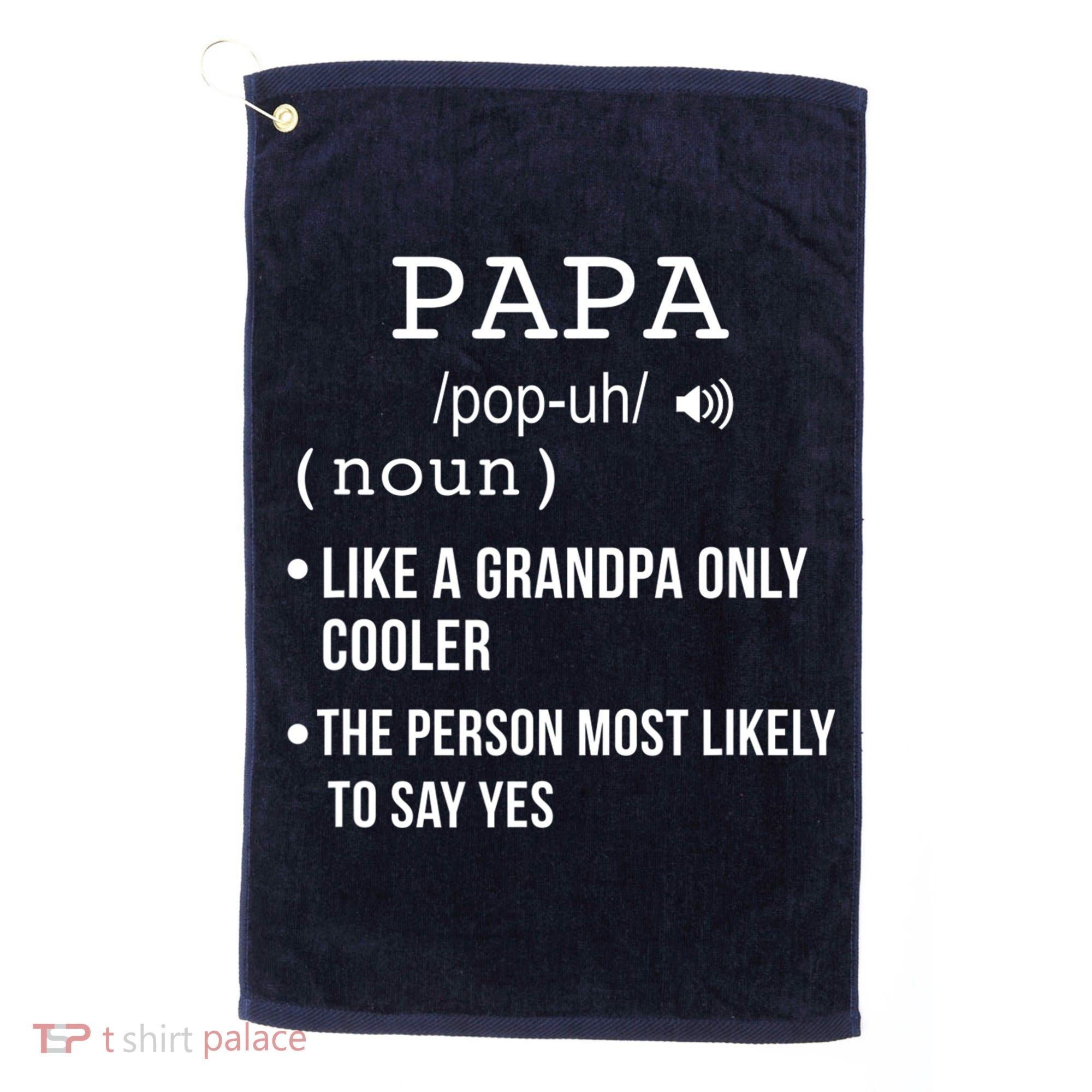 Papa Gift From Grandkids Father's Day Shirt Papa Definition Golf Towel