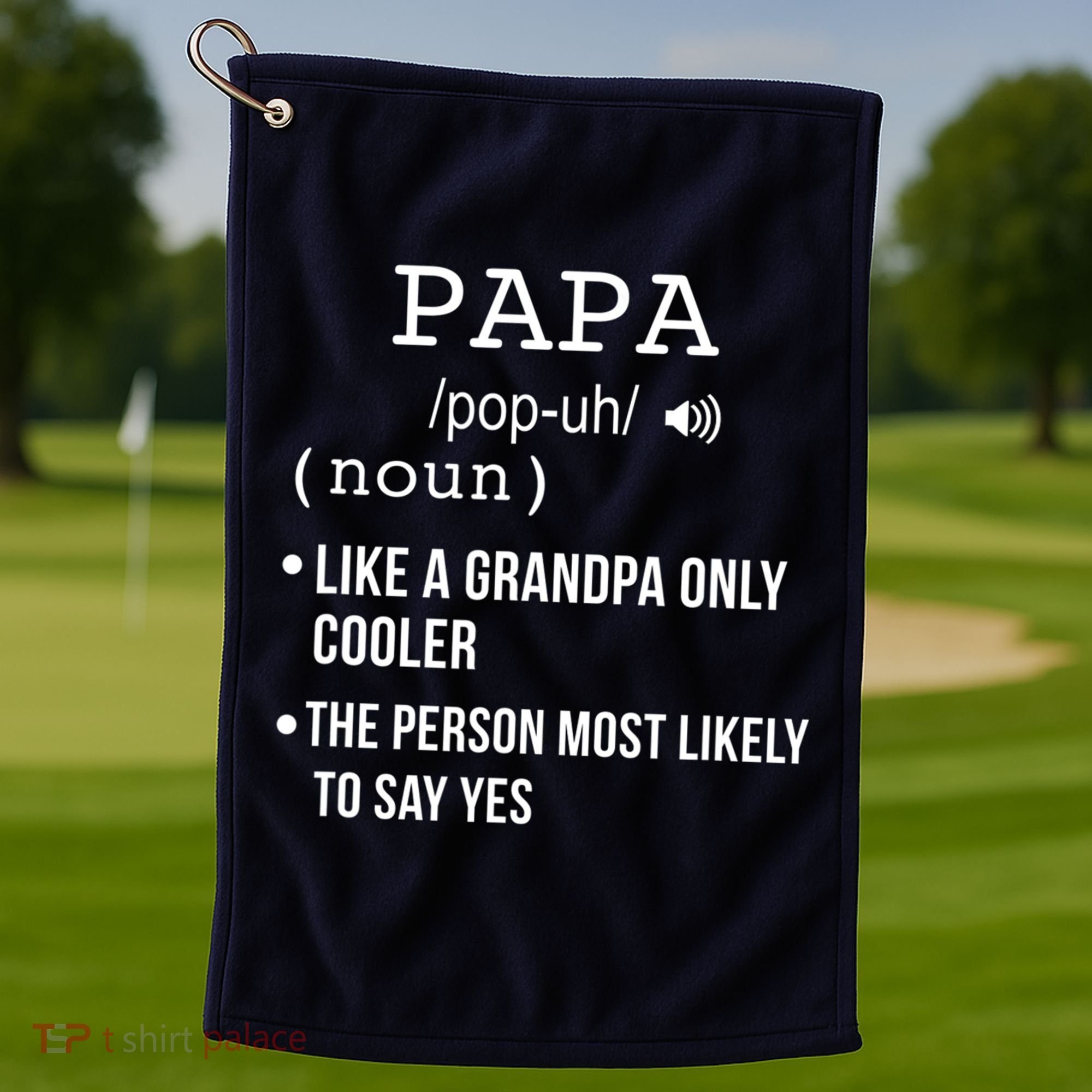 Papa Gift From Grandkids Father's Day Shirt Papa Definition Golf Towel