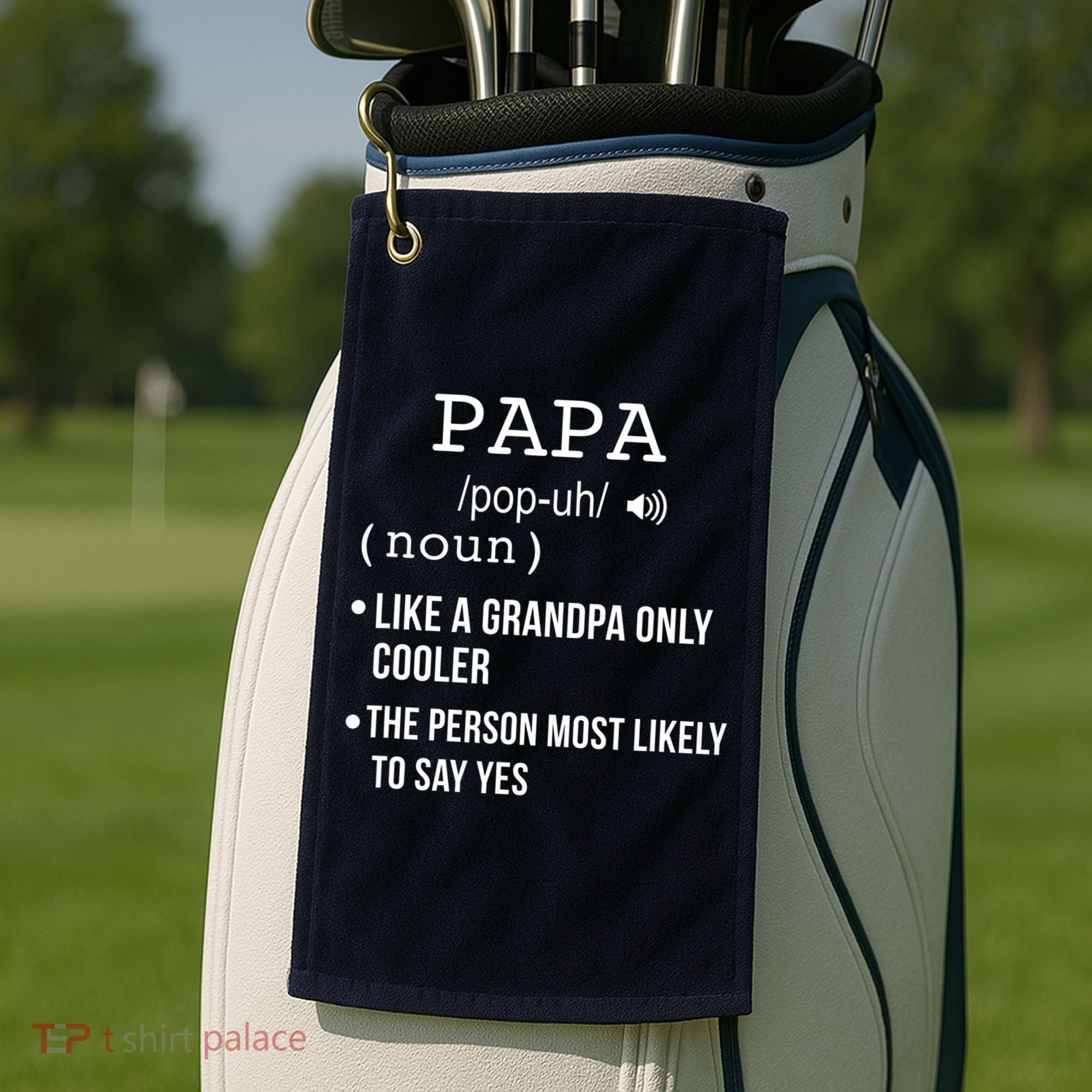 Papa Gift From Grandkids Father's Day Shirt Papa Definition Golf Towel