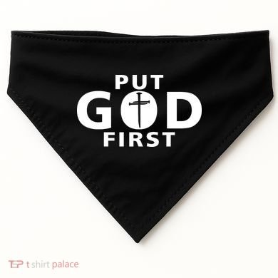 Put God First Christian 3 Nails Cross Catholic Jesus Christ USA-Made Doggie Bandana