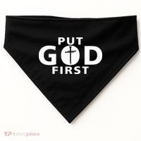 Put God First Christian 3 Nails Cross Catholic Jesus Christ USA-Made Doggie Bandana thumb 0