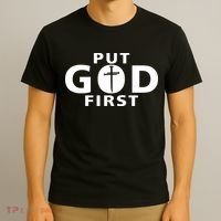 Put God First Christian 3 Nails Cross Catholic Jesus Christ T-Shirt thumb 3