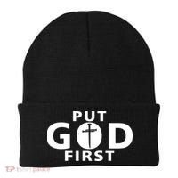 Put God First Christian 3 Nails Cross Catholic Jesus Christ Beanie thumb 0