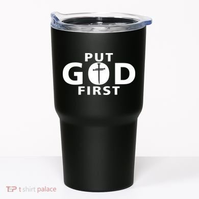 Put God First Christian 3 Nails Cross Catholic Jesus Christ Tumbler