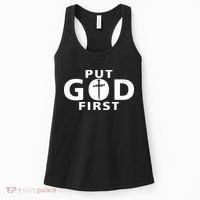 Put God First Christian 3 Nails Cross Catholic Jesus Christ Women's Tank Top thumb 0