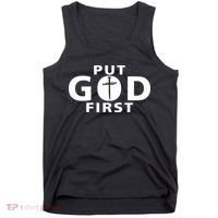 Put God First Christian 3 Nails Cross Catholic Jesus Christ Tank Top thumb 0