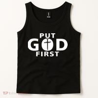 Put God First Christian 3 Nails Cross Catholic Jesus Christ Tank Top thumb 2