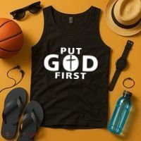 Put God First Christian 3 Nails Cross Catholic Jesus Christ Tank Top thumb 4