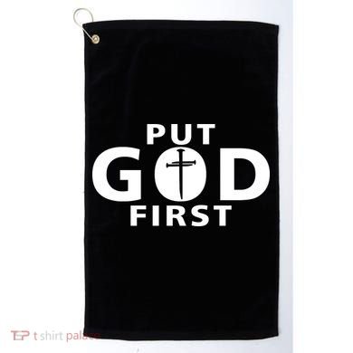 Put God First Christian 3 Nails Cross Catholic Jesus Christ Golf Towel