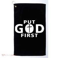 Put God First Christian 3 Nails Cross Catholic Jesus Christ Golf Towel thumb 0